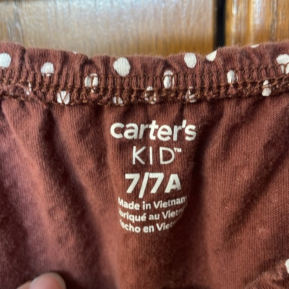 CARTERS UEC Girls Size 7 Brown White Polka Dot Tiered Midi Dress - Picture 5 of 13